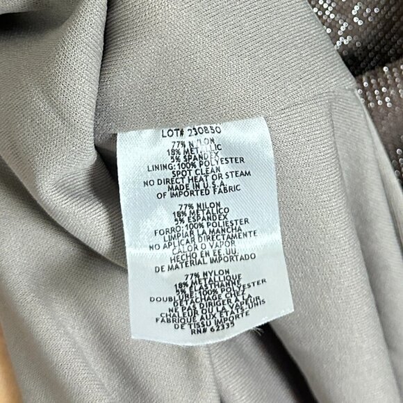 BETSY ADAM Jenna Long Metallic Draped Cowl Back Gown in Taupe/Silver Size US 10 - Picture 11 of 13